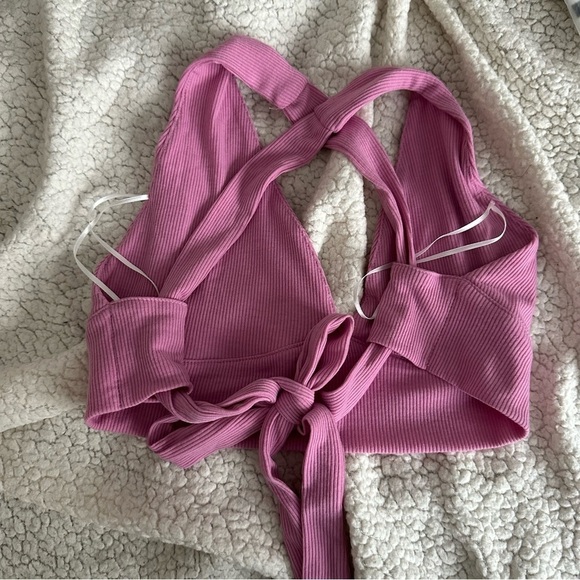 Pink Tie Back Crop Top - Picture 3 of 5
